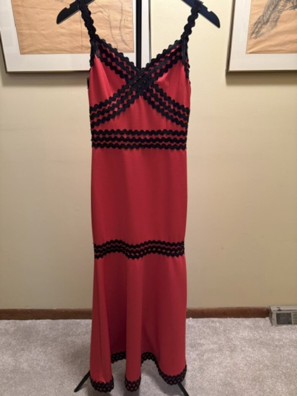 Maniju Red Mermaid Gown, Size Small. Sexy with a bodycon fit!